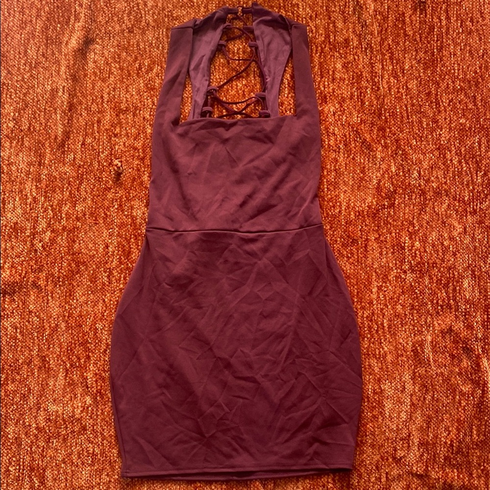 Elegant Maroon Tie Dress